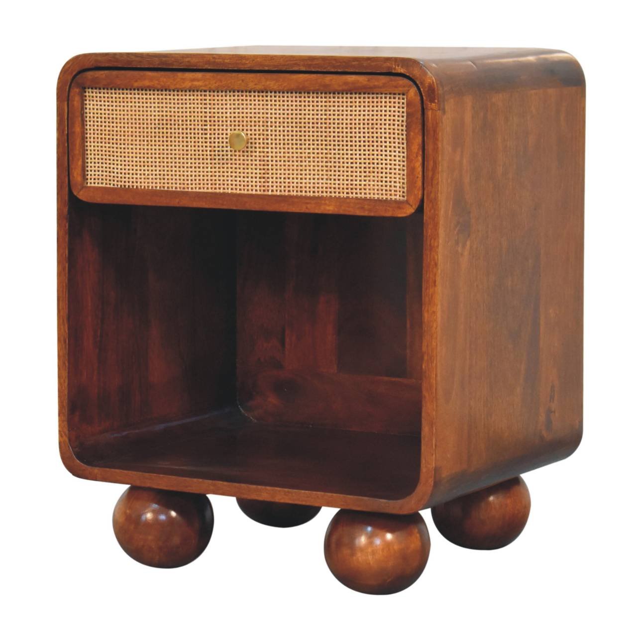 Szafka nocna z litego drewna mango – kasztanowa, 45 cm — model IN3742 - Image 3