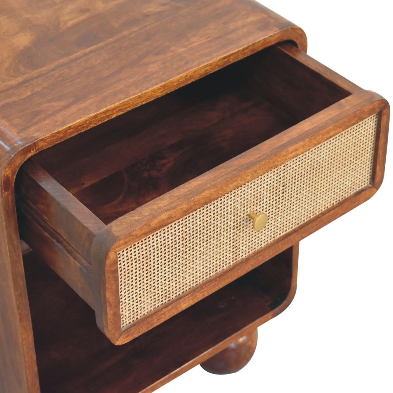 Szafka nocna z litego drewna mango – kasztanowa, 45 cm — model IN3742 - Image 6