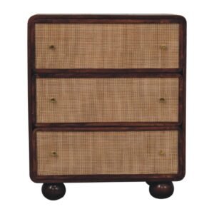 Komoda z litego drewna mango – kasztanowa, 70 cm — model IN3744