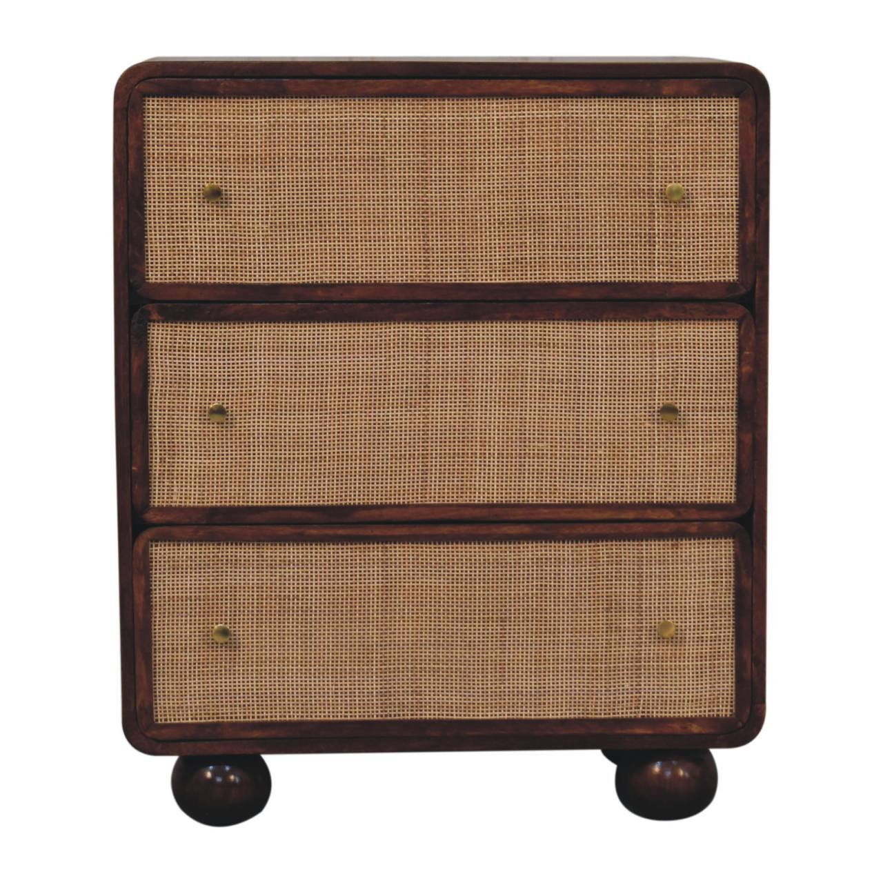 Komoda z litego drewna mango – kasztanowa, 70 cm — model IN3744