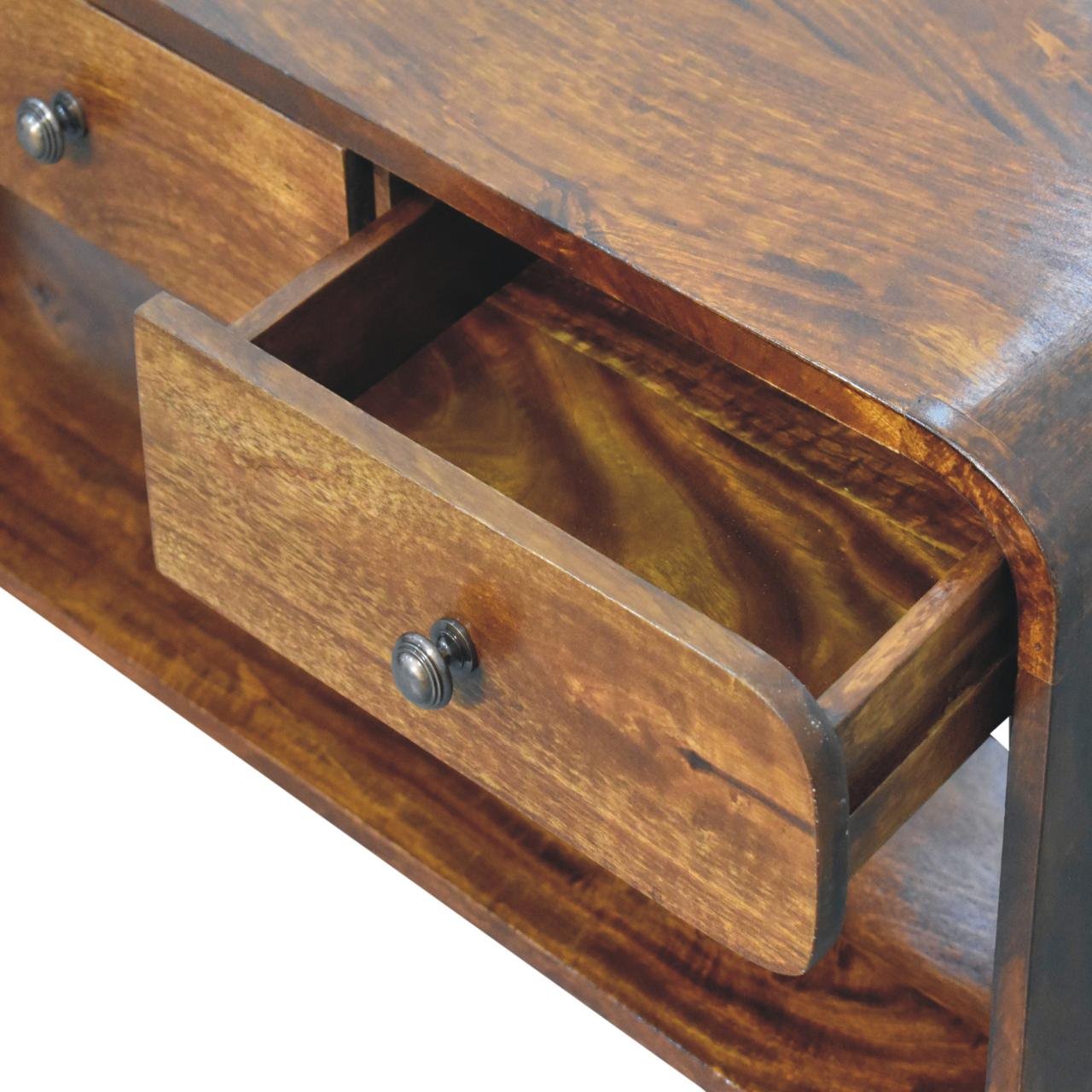 Szafka RTV z litego drewna mango – kasztanowa, 110 cm — model IN3761 - obrazek 6
