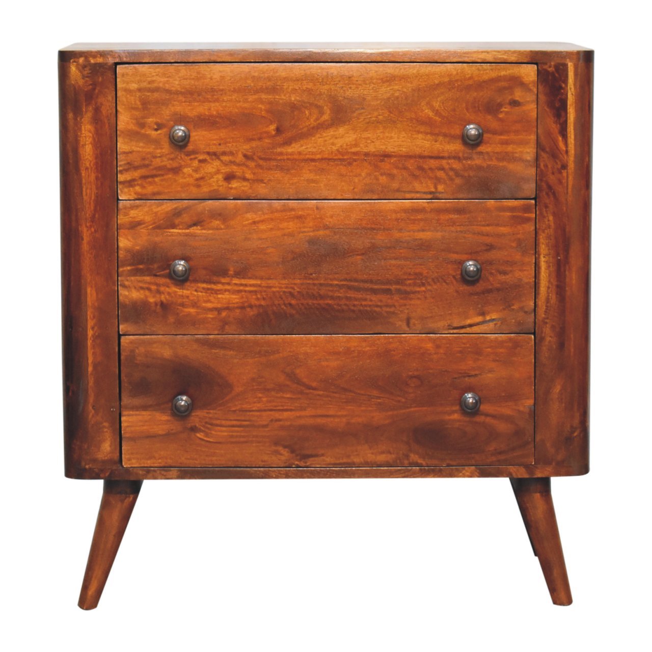 Komoda z litego drewna mango – kasztanowa, 75 cm — model IN3763