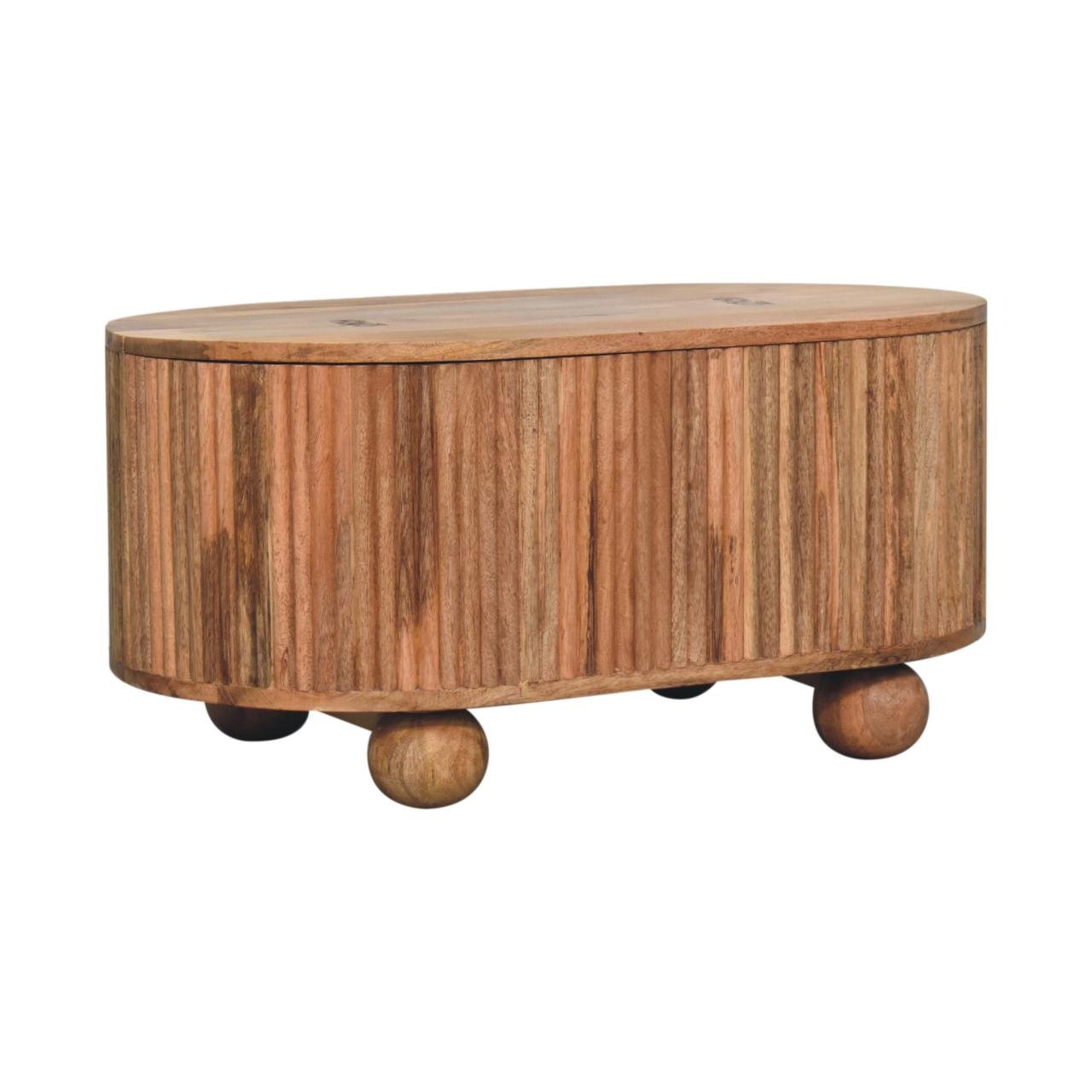 Stolik kawowy z litego drewna mango – dębowy, 82 cm - Image 2