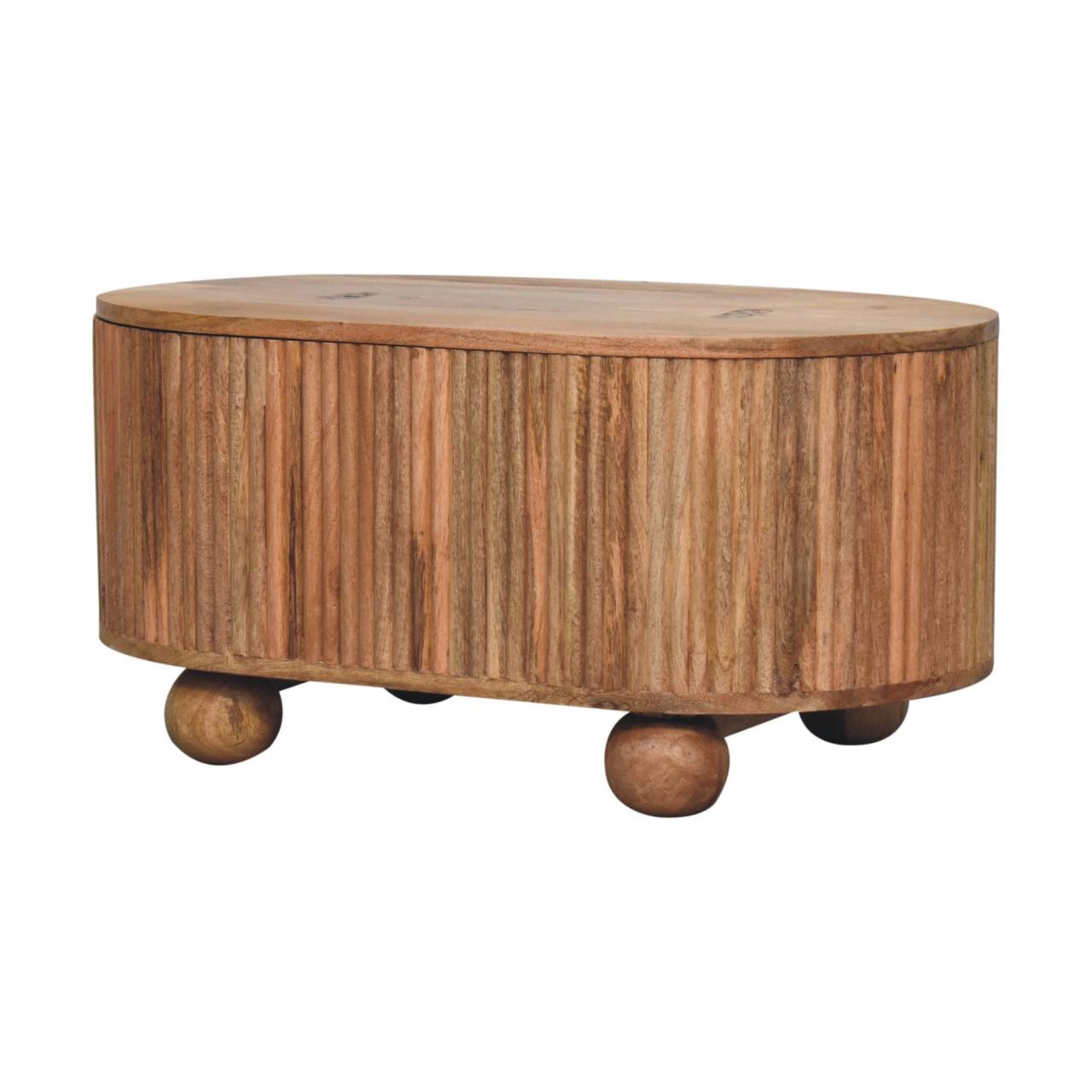 Stolik kawowy z litego drewna mango – dębowy, 82 cm - Image 3