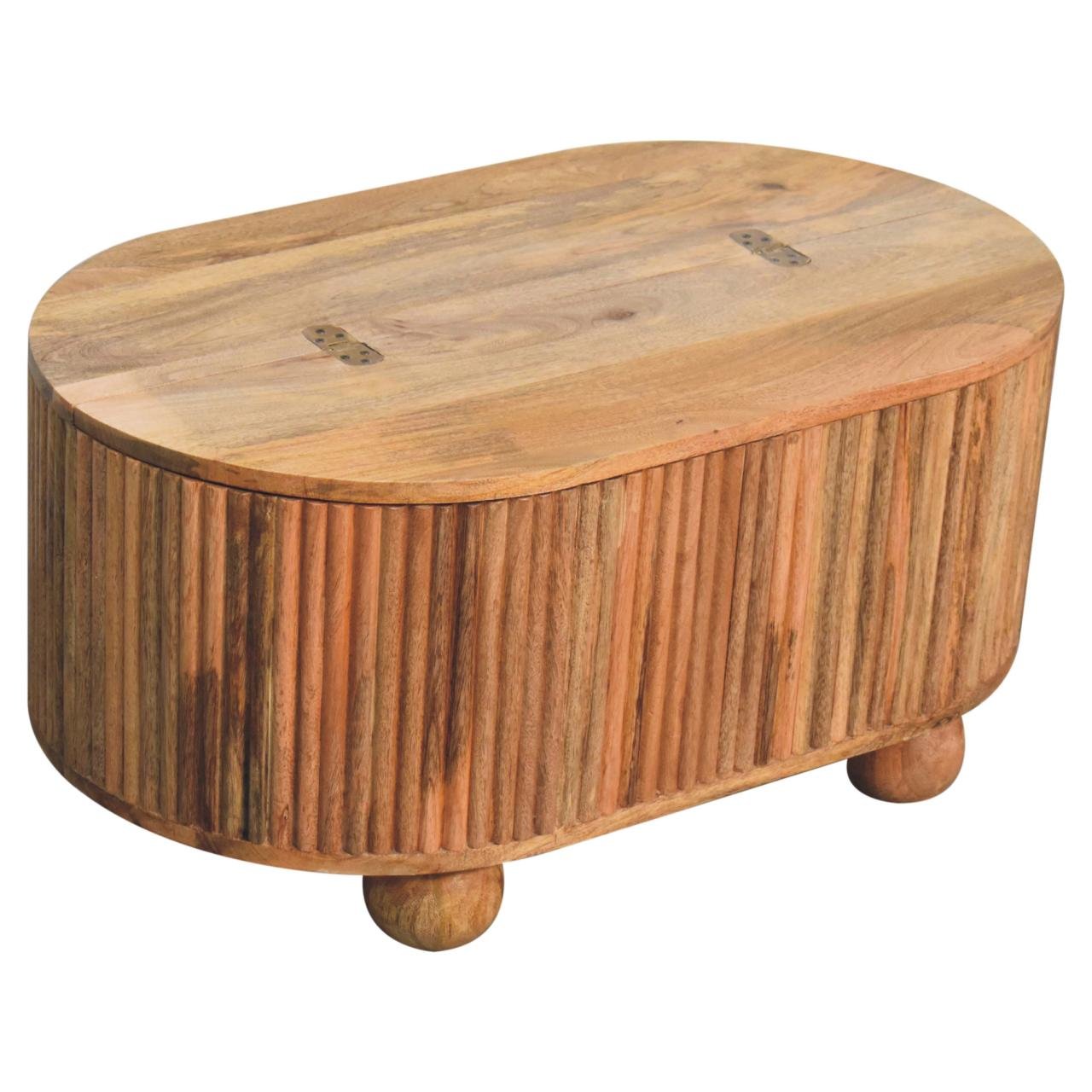 Stolik kawowy z litego drewna mango – dębowy, 82 cm - Image 6