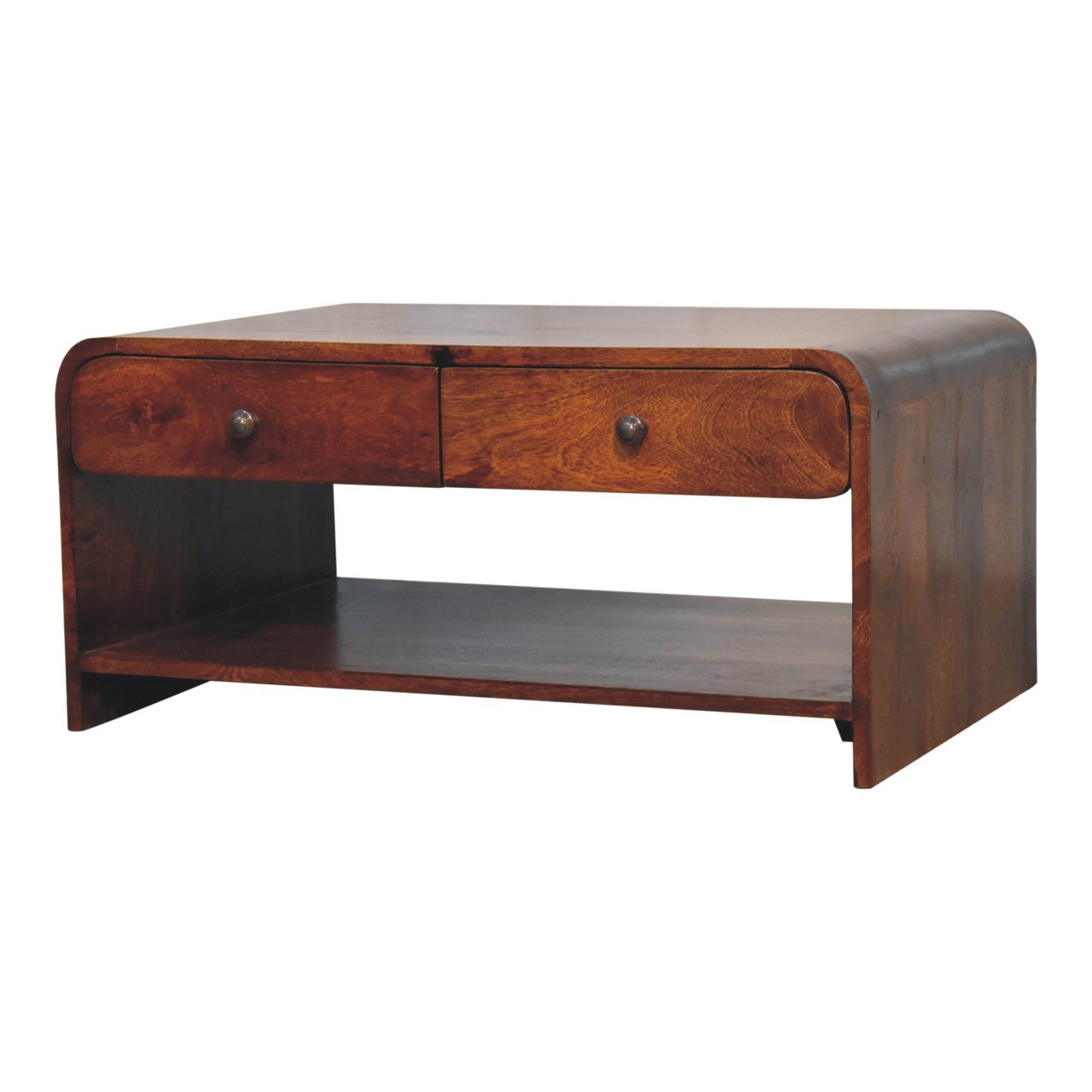 Stolik kawowy z litego drewna mango – kasztanowy, 85 cm — model IN3765 - Image 3