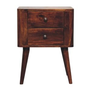 Szafka nocna z litego drewna mango – kasztanowa, 45 cm — model IN3767