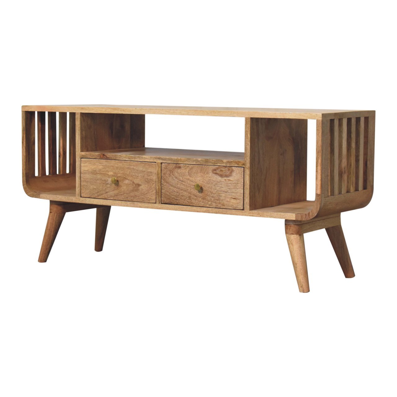 Szafka RTV Artisan IN3775 – lite drewno mango, wykończenie dębowe - obrazek 2