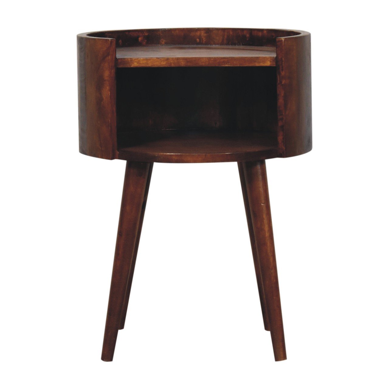 Szafka nocna z litego drewna mango – kasztanowa, 40 cm — model IN3781