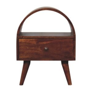 Szafka nocna z litego drewna mango – kasztanowa, 45 cm — model IN3782