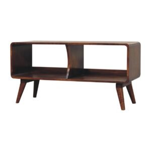 Szafka RTV Curved Chestnut z otwartymi półkami