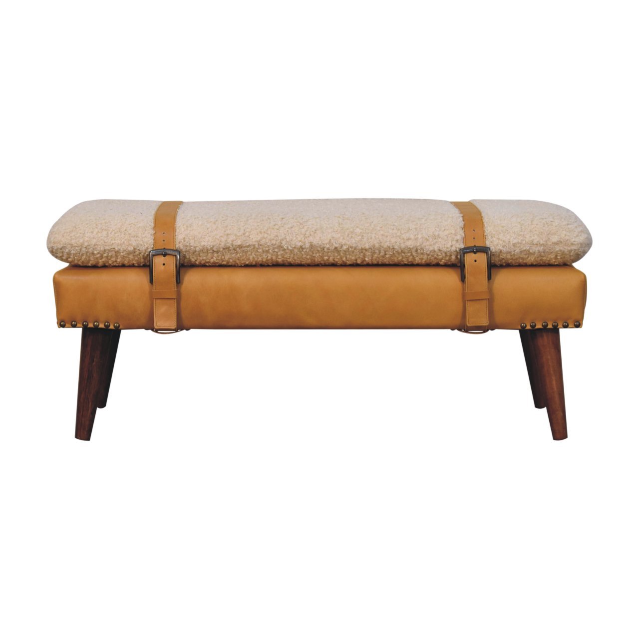 Ławka z drewna o dębowym charakterze – dębowa, 90 cm — model IN3797