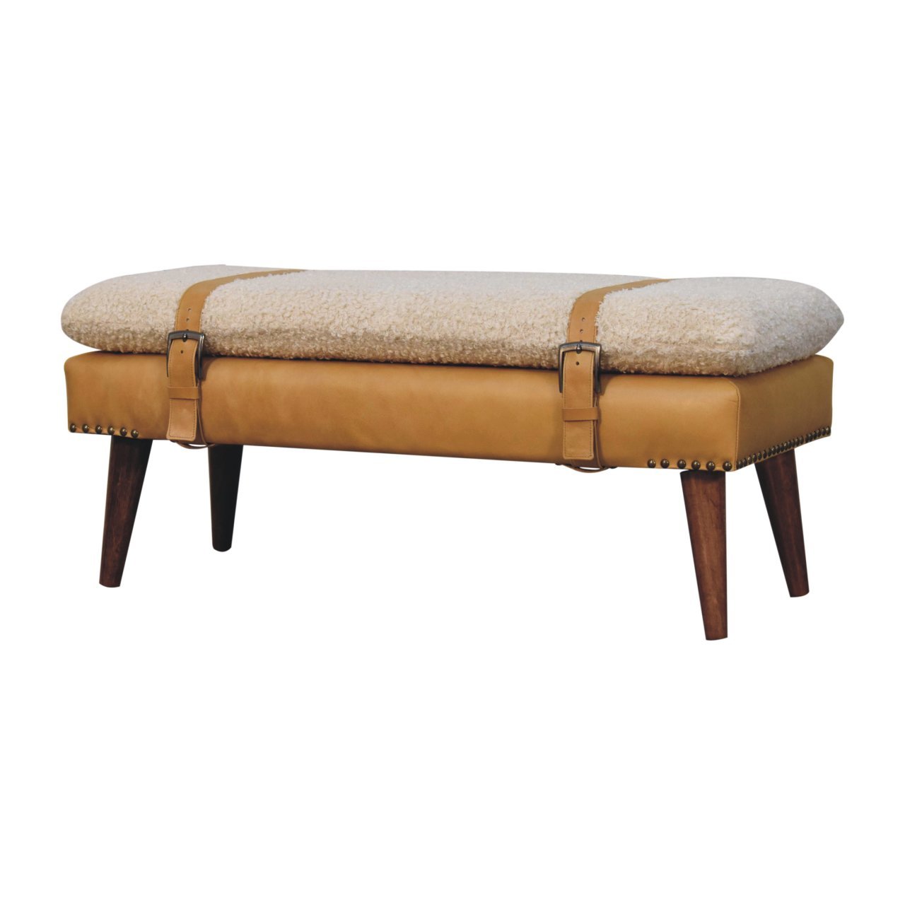 Ławka z drewna o dębowym charakterze – dębowa, 90 cm — model IN3797 - Image 2