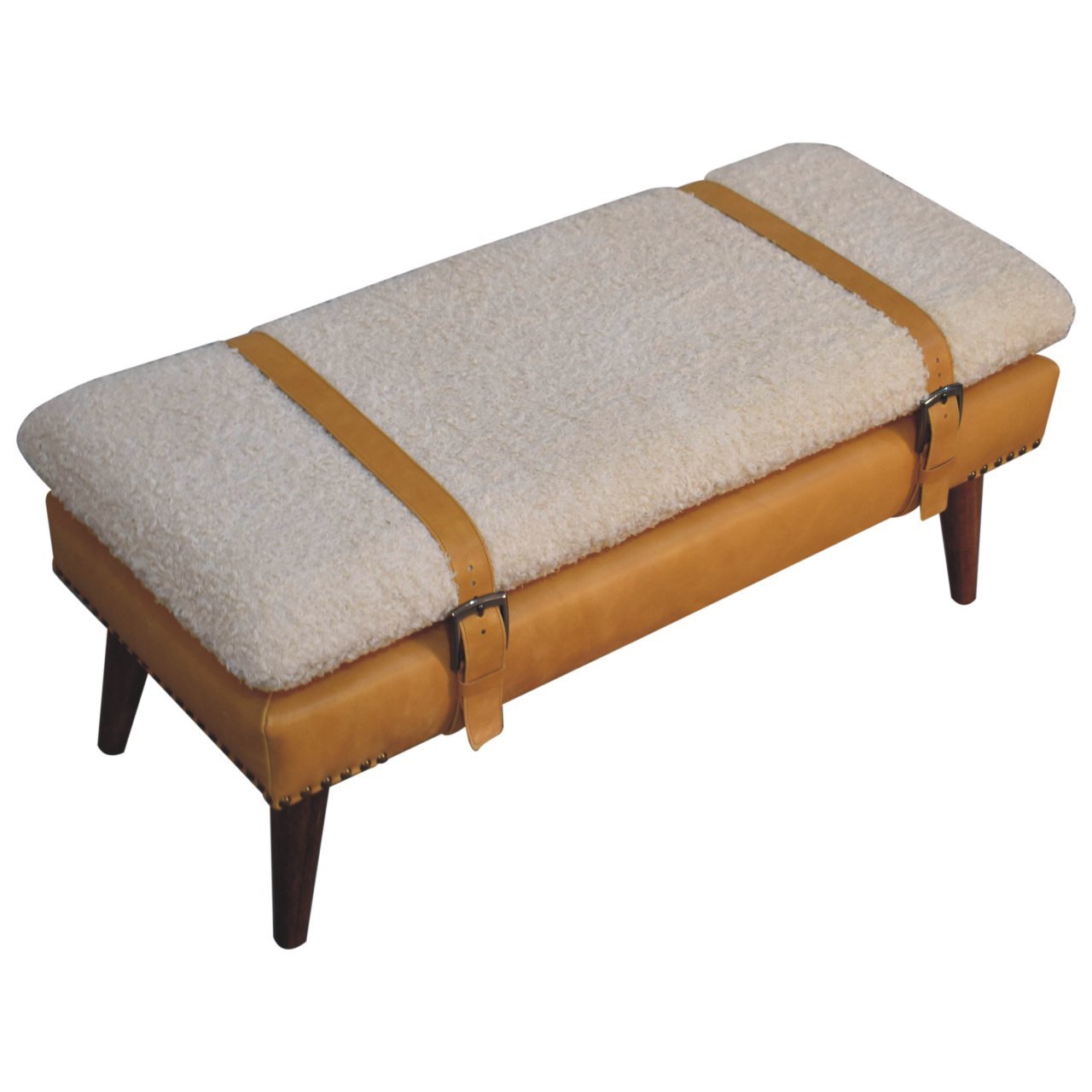 Ławka z drewna o dębowym charakterze – dębowa, 90 cm — model IN3797 - Image 6