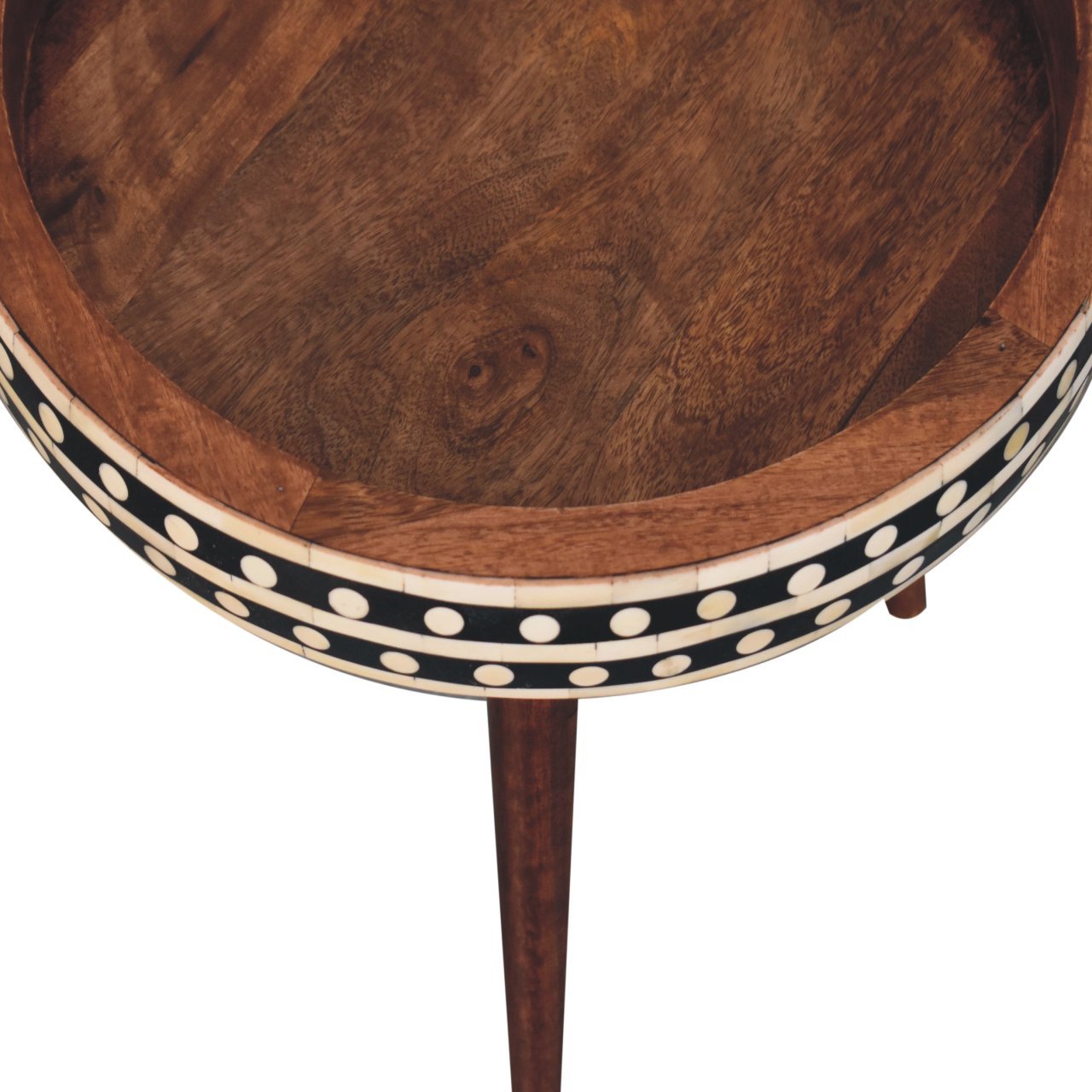 Stolik kawowy z litego drewna mango – czarny, 40 cm — model IN3807 - Image 4