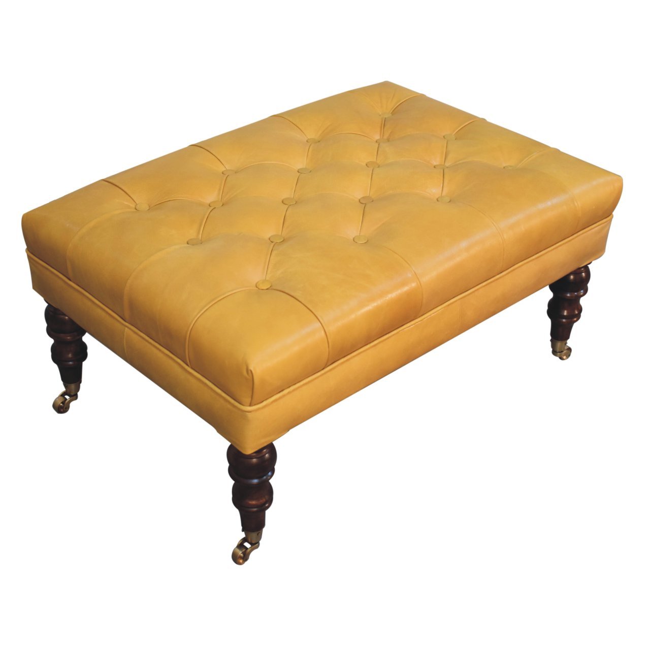 Pufa lub podnóżek Artisan IN3811 – lite drewno mango, wykończenie rzemieślnicze - Image 5