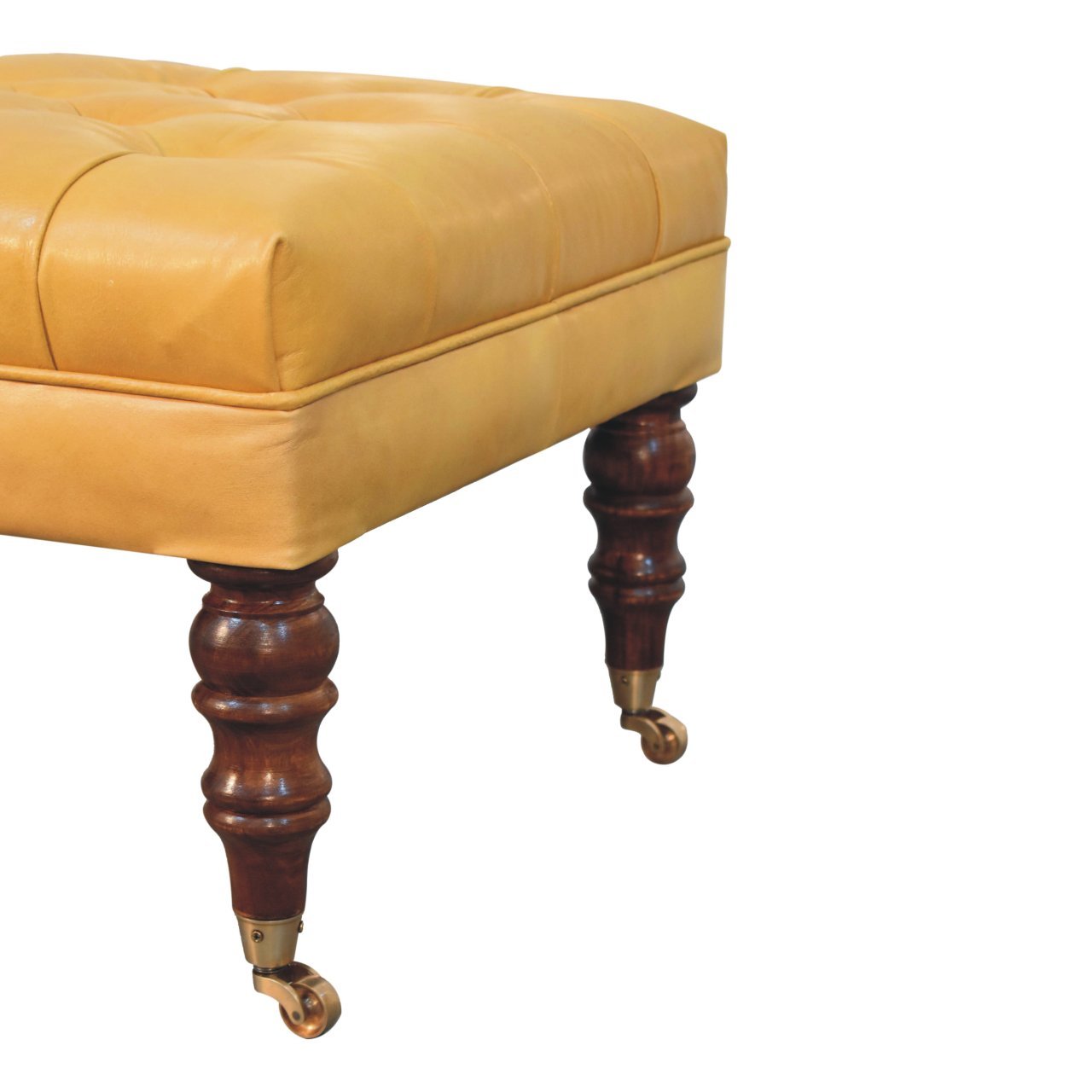 Pufa lub podnóżek Artisan IN3811 – lite drewno mango, wykończenie rzemieślnicze - Image 7