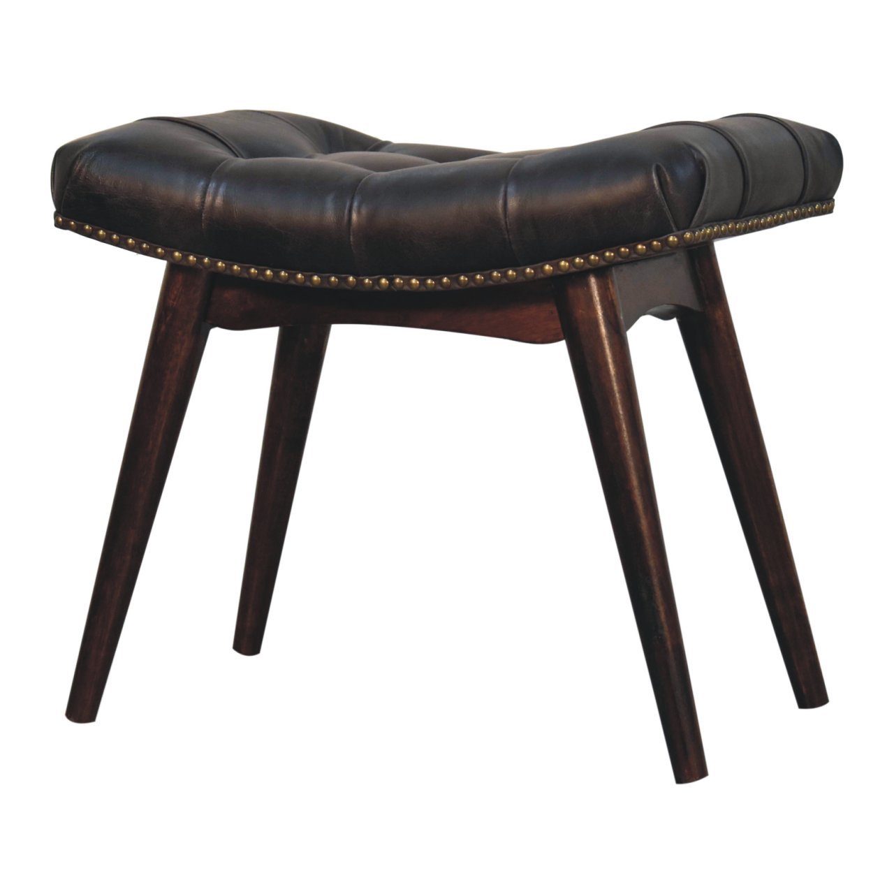 Ławka z litego drewna mango – orzechowa, 63 cm — model IN3812 - obrazek 3