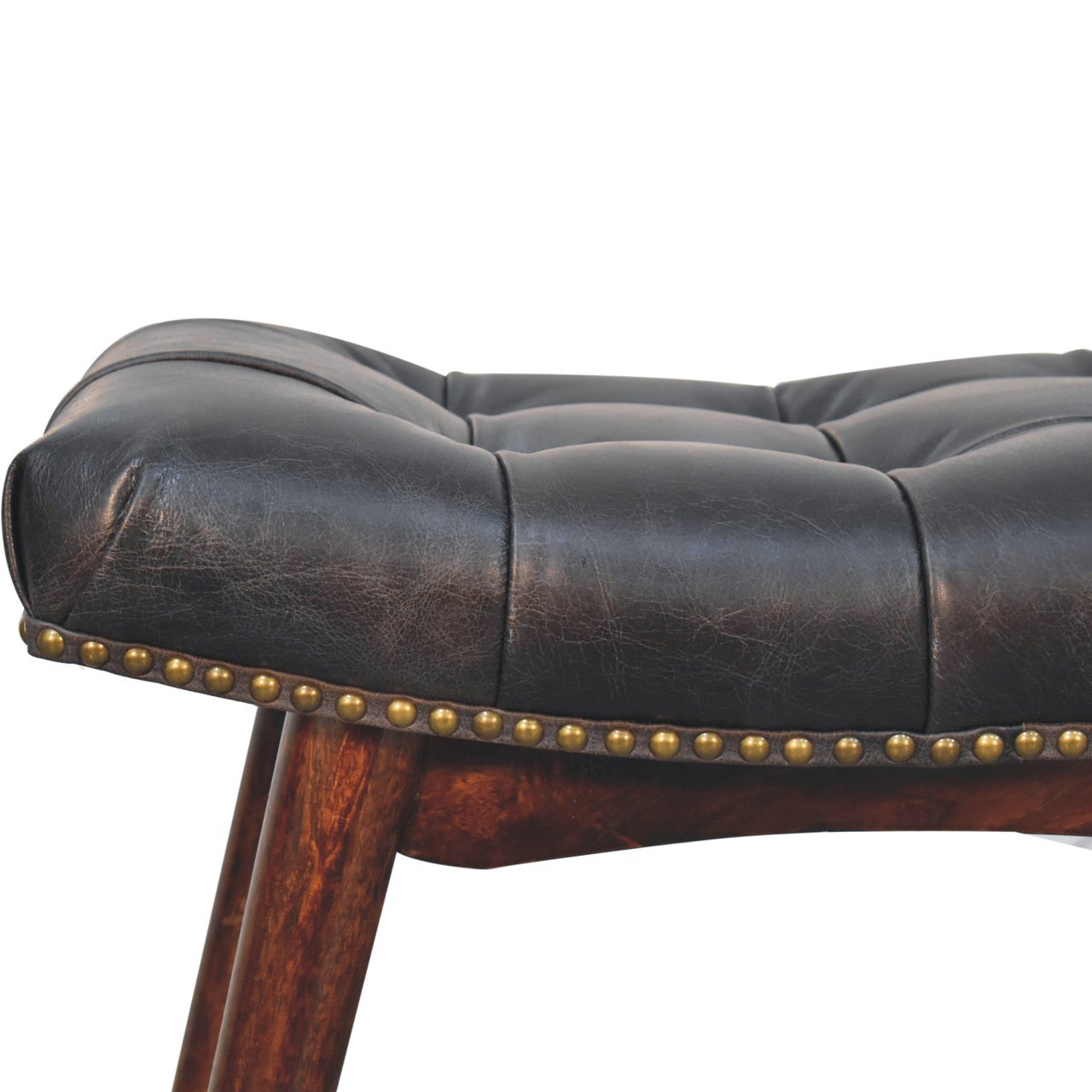 Ławka z litego drewna mango – orzechowa, 63 cm — model IN3812 - obrazek 4