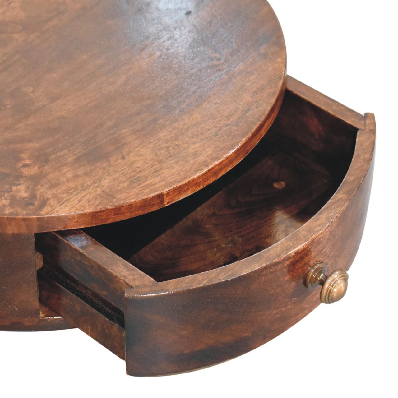 Szafka nocna z litego drewna mango – orzechowa, 40 cm — model IN3814 - obrazek 6