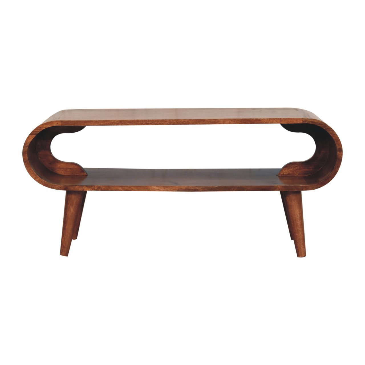 Stolik kawowy z litego drewna mango – naturalny, 90 cm