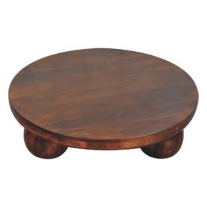 Stolik kawowy z litego drewna mango – orzechowy, 80 cm — model IN3818