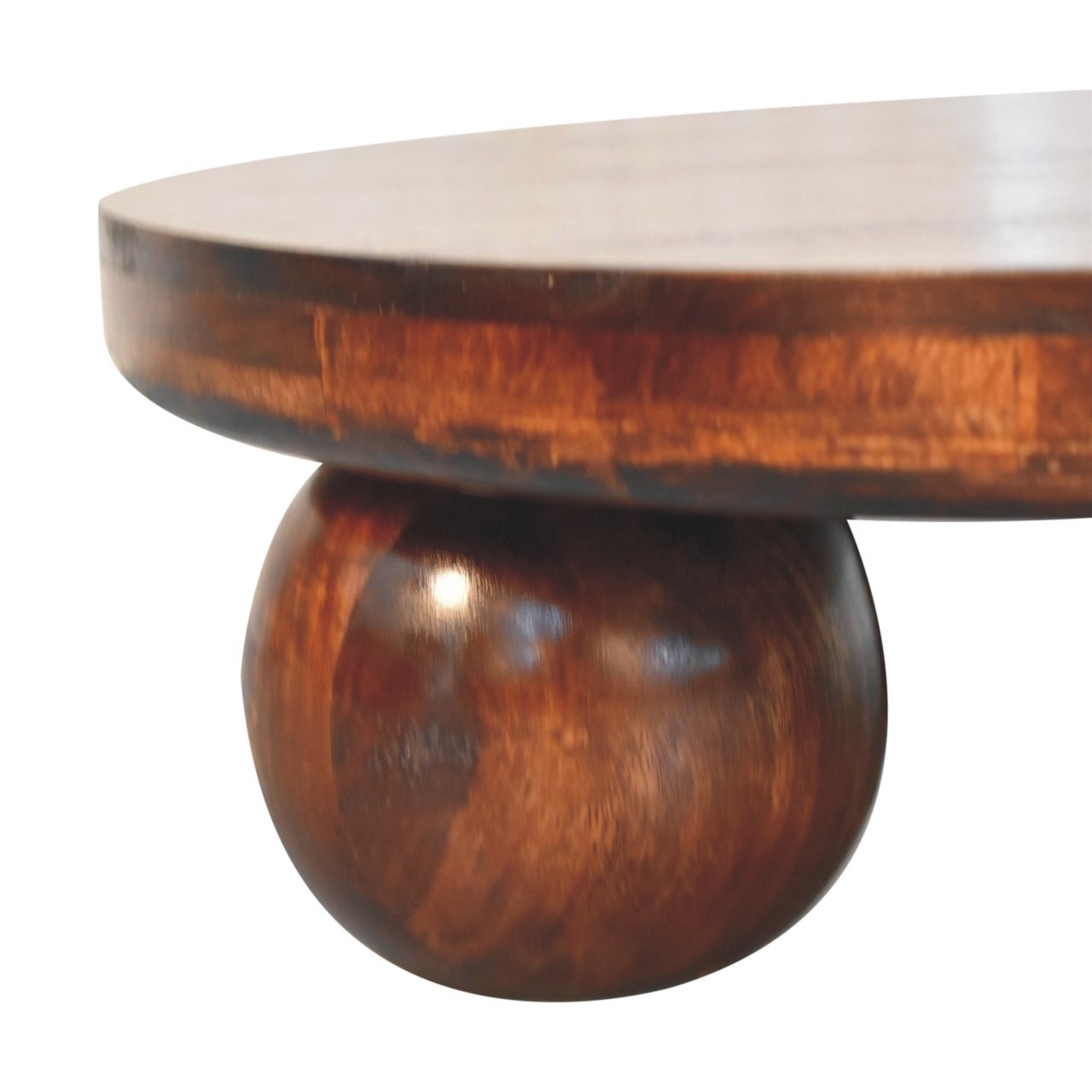 Stolik kawowy z litego drewna mango – orzechowy, 80 cm — model IN3818 - Image 2