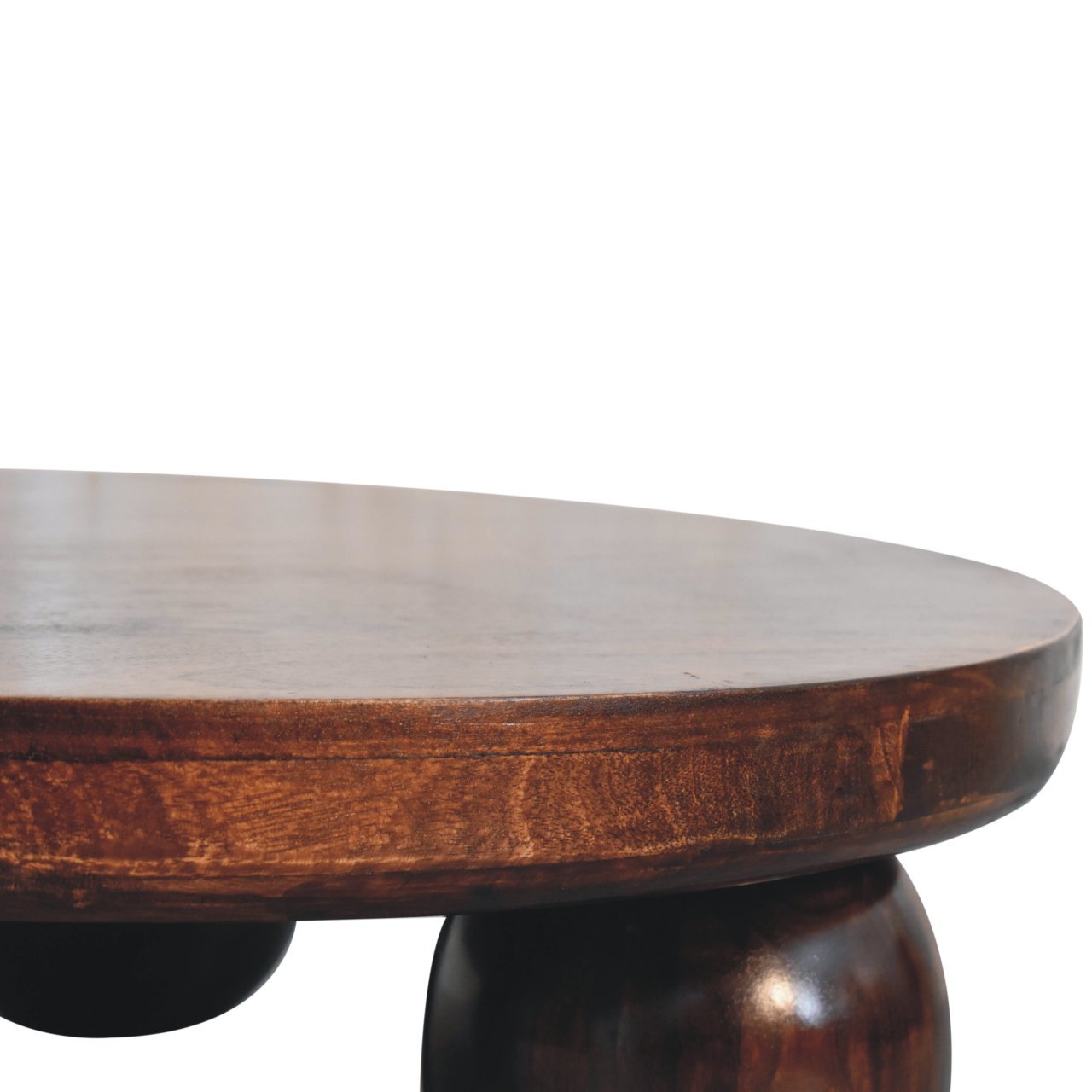 Stolik kawowy z litego drewna mango – orzechowy, 80 cm — model IN3818 - Image 3