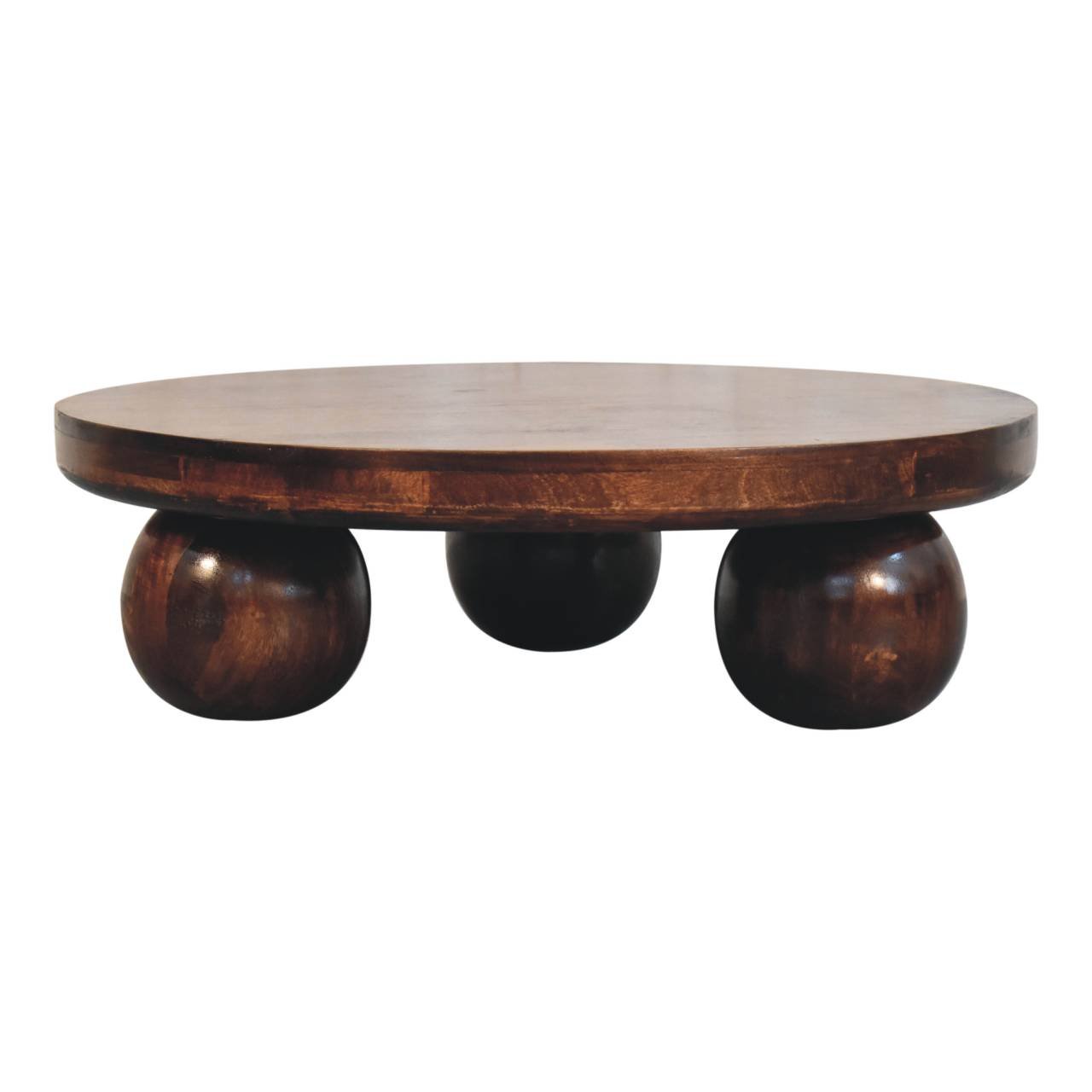 Stolik kawowy z litego drewna mango – orzechowy, 80 cm — model IN3818 - Image 6