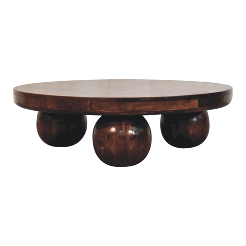 Stolik kawowy z litego drewna mango – orzechowy, 80 cm — model IN3818 - Image 7