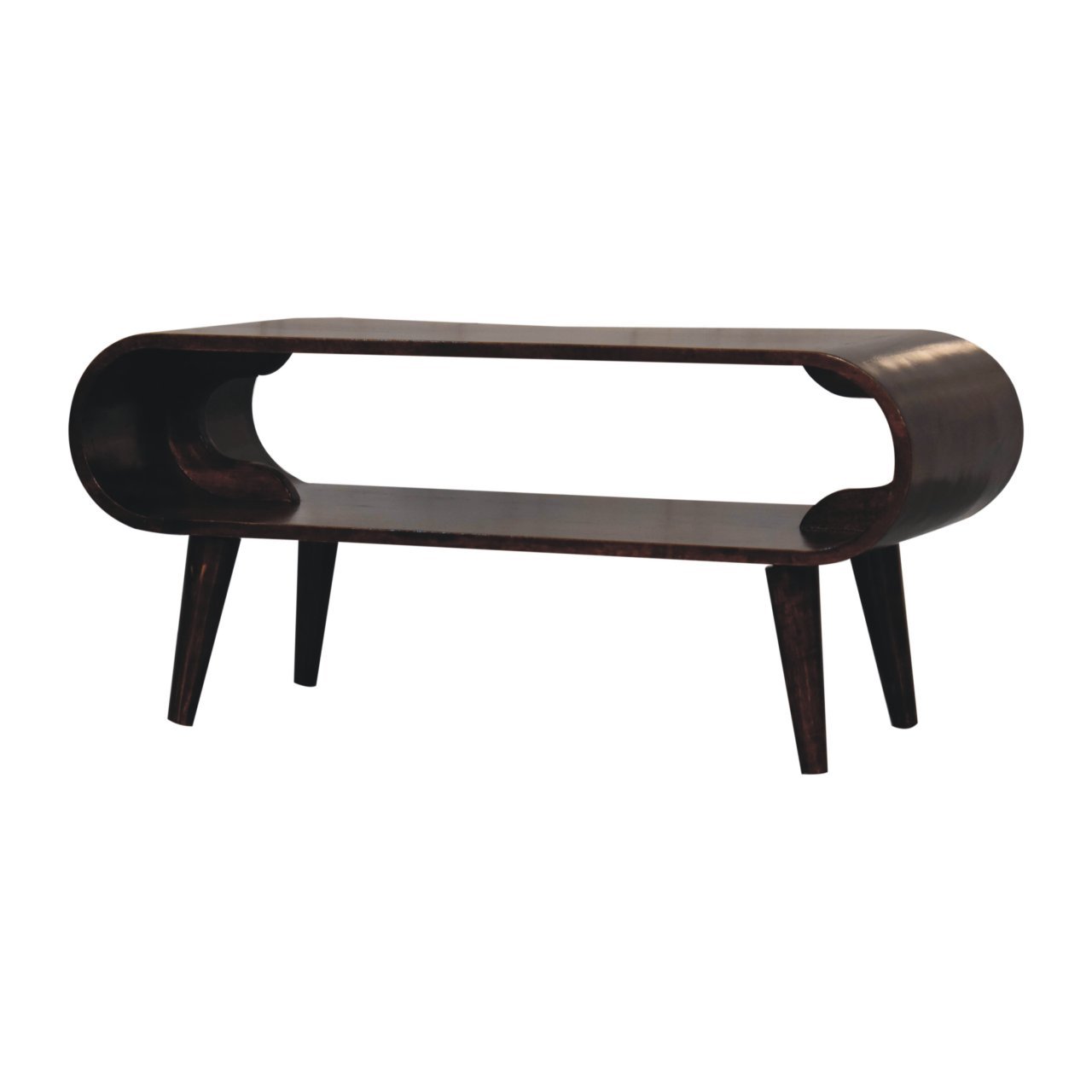 Stolik kawowy z litego drewna mango – orzechowy, 90 cm — model IN3823 - Image 3