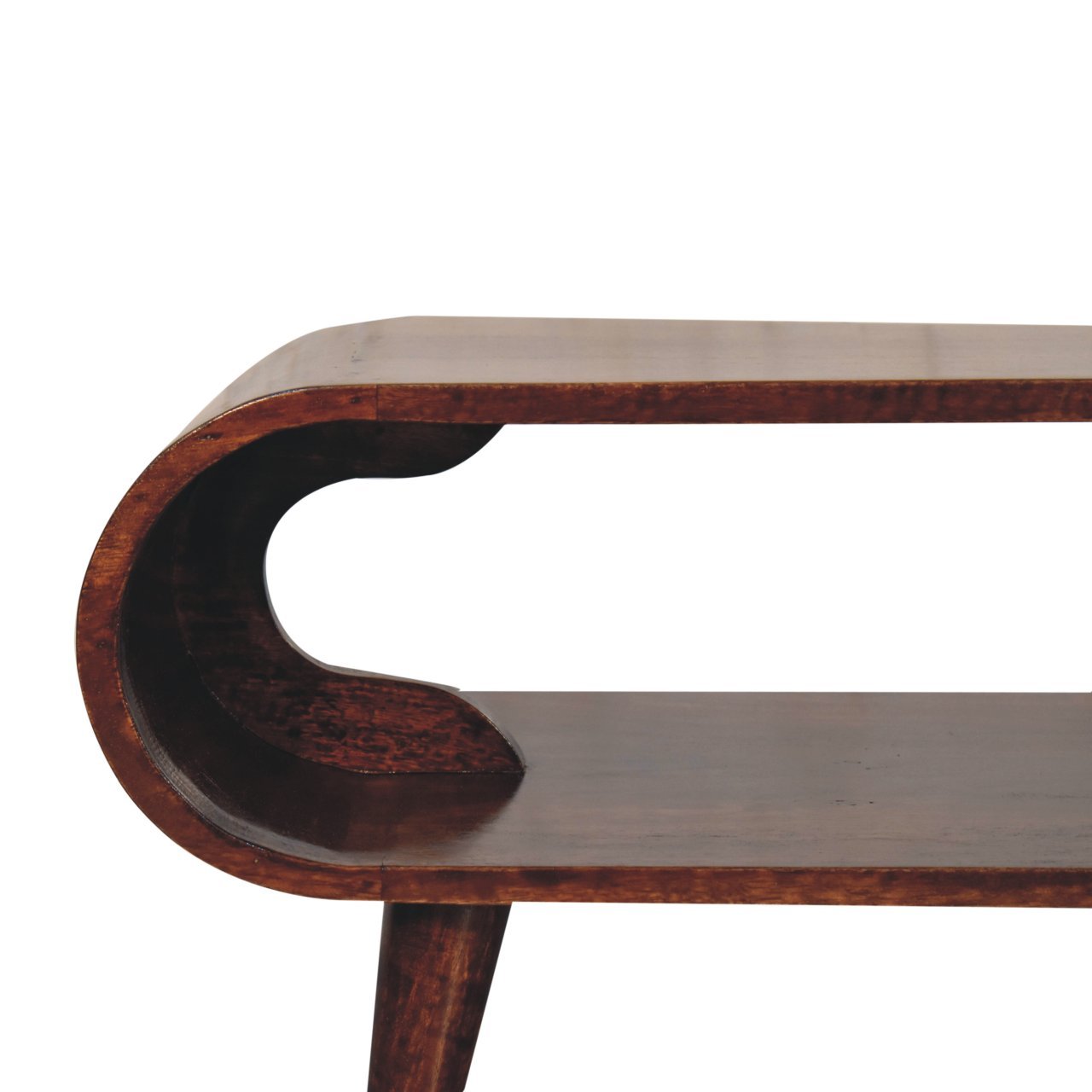 Stolik kawowy z litego drewna mango – orzechowy, 90 cm — model IN3823 - Image 4