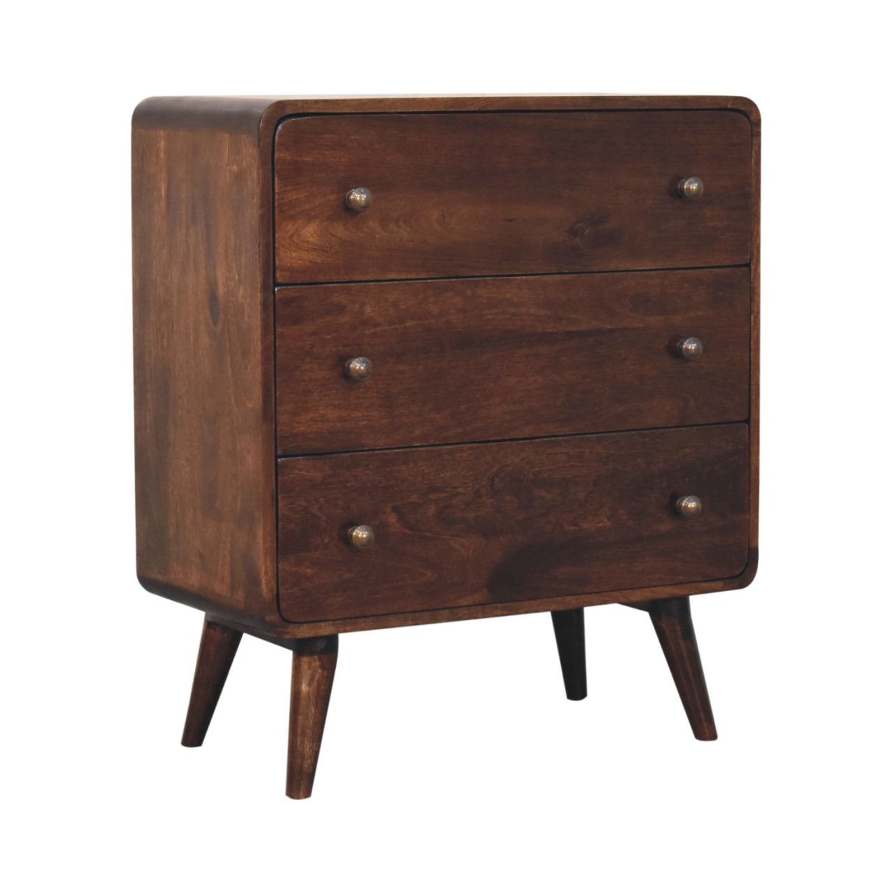 Komoda z litego drewna mango – orzechowa, 70 cm