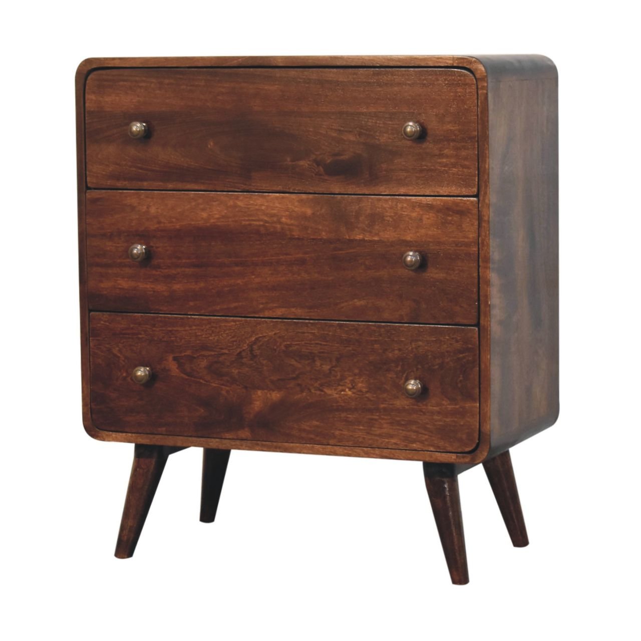 Komoda z litego drewna mango – orzechowa, 70 cm - obrazek 2