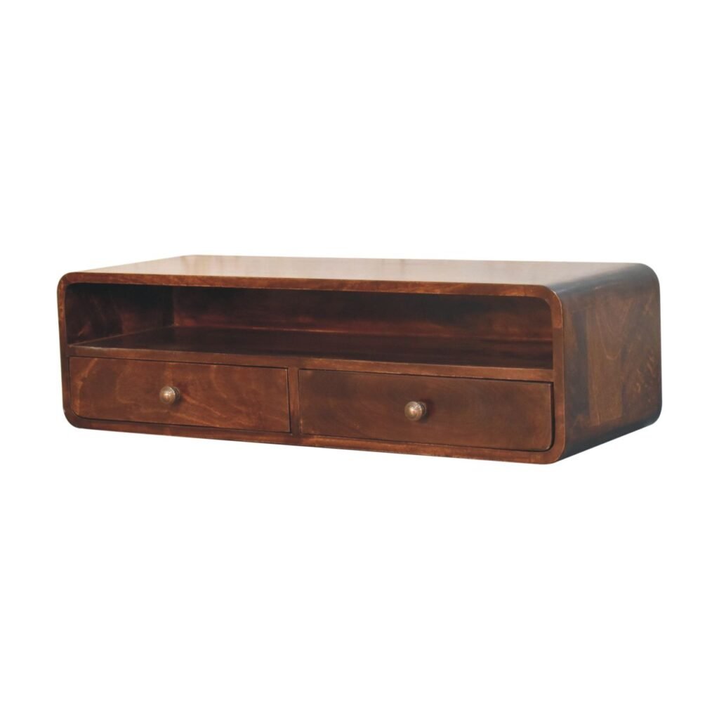 Konsola z litego drewna mango – kasztanowa, 90 cm — model IN3828