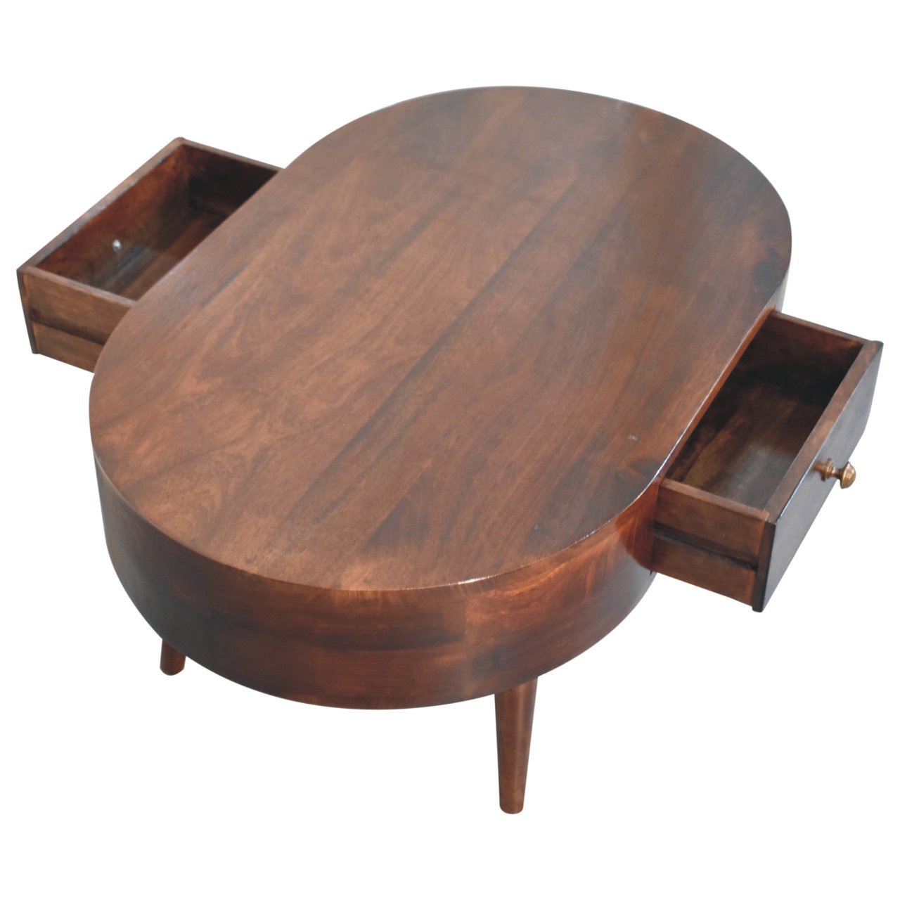 Stolik kawowy z litego drewna mango – orzechowy, 85 cm — model IN3829 - Image 7
