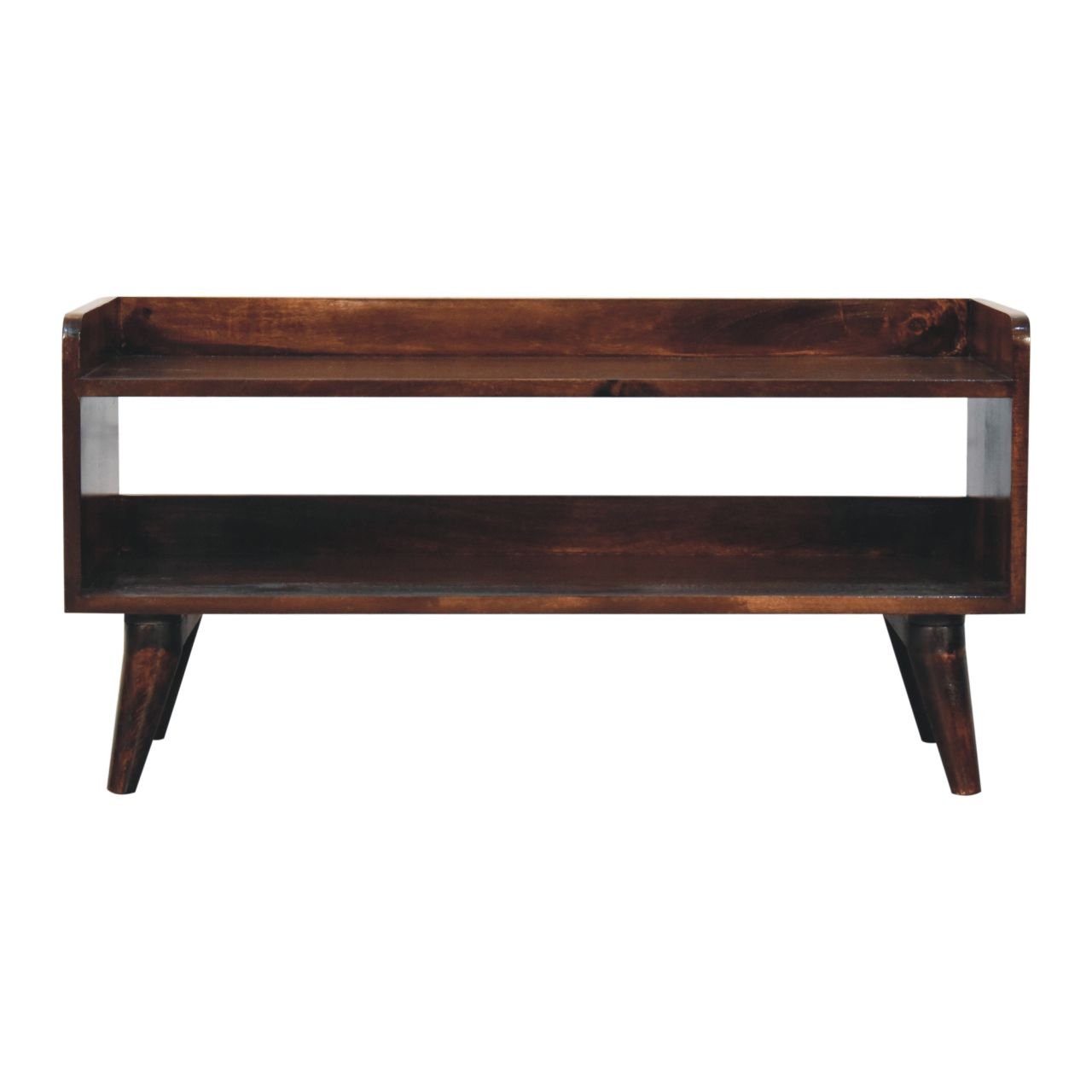 Ławka z litego drewna mango – orzechowa, 90 cm — model IN3830