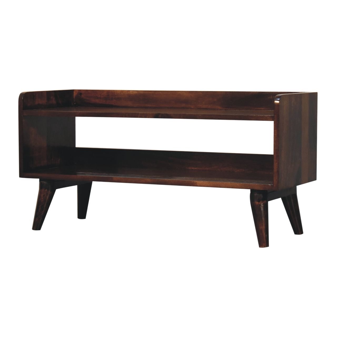 Ławka z litego drewna mango – orzechowa, 90 cm — model IN3830 - Image 3