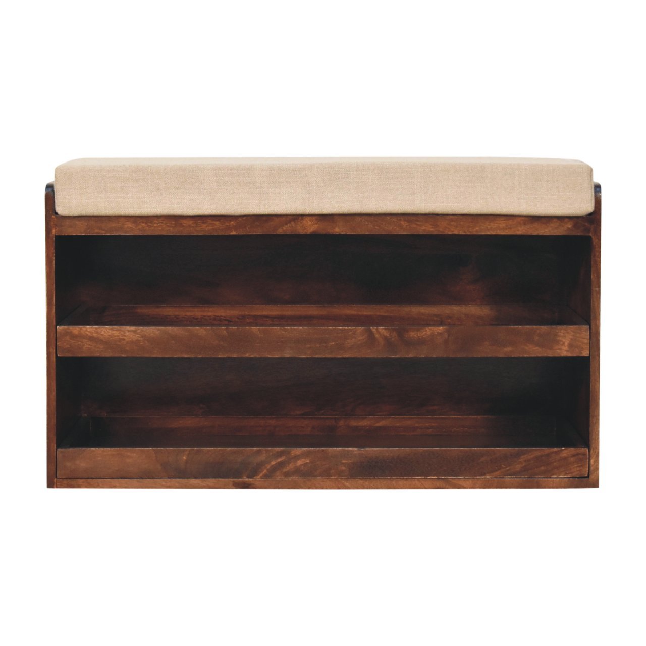 Ławka z litego drewna mango – orzechowa, 90 cm — model IN3831
