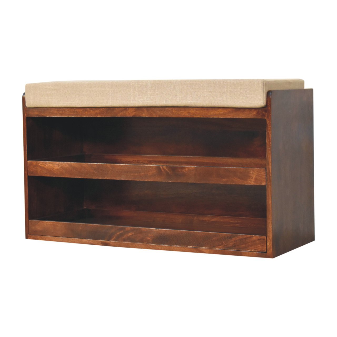 Ławka z litego drewna mango – orzechowa, 90 cm — model IN3831 - Image 2