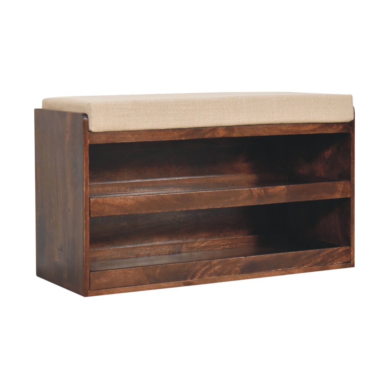 Ławka z litego drewna mango – orzechowa, 90 cm — model IN3831 - Image 3