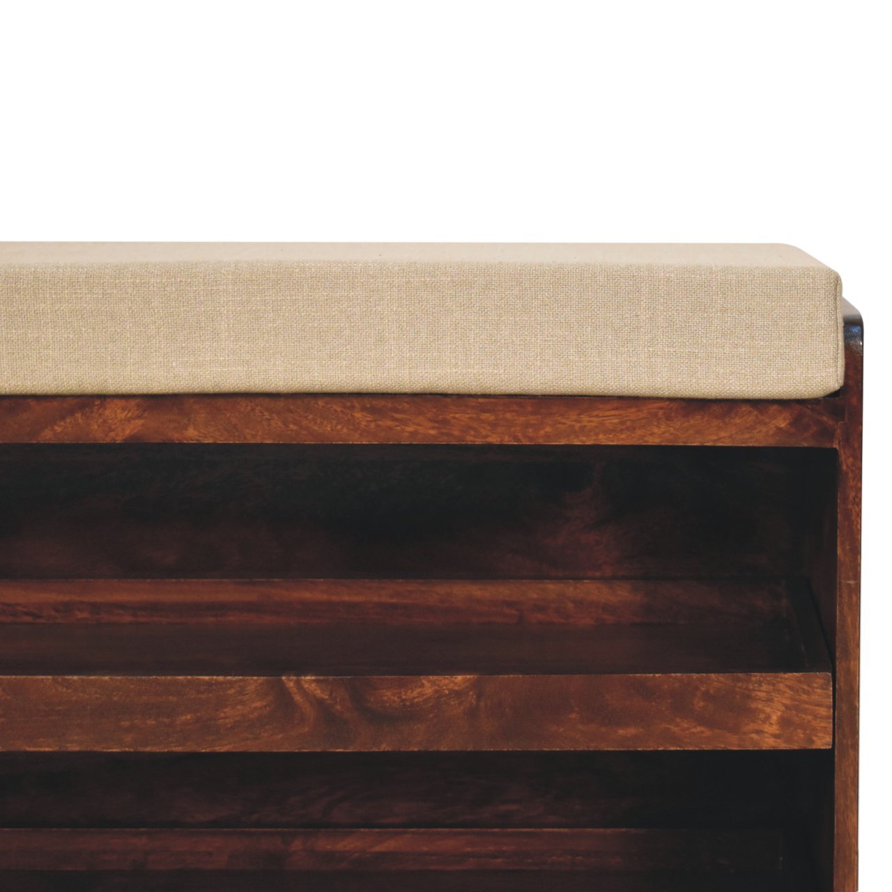 Ławka z litego drewna mango – orzechowa, 90 cm — model IN3831 - Image 4