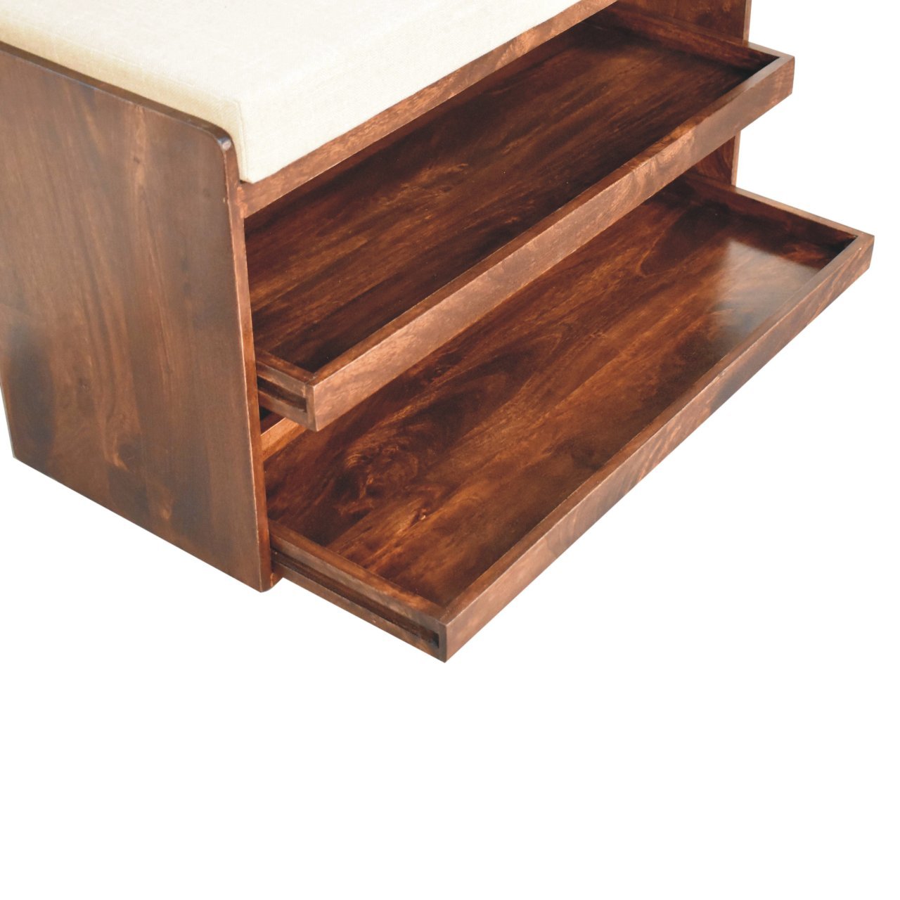 Ławka z litego drewna mango – orzechowa, 90 cm — model IN3831 - Image 6