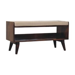 Ławka z litego drewna mango – orzechowa, 90 cm — model IN3832