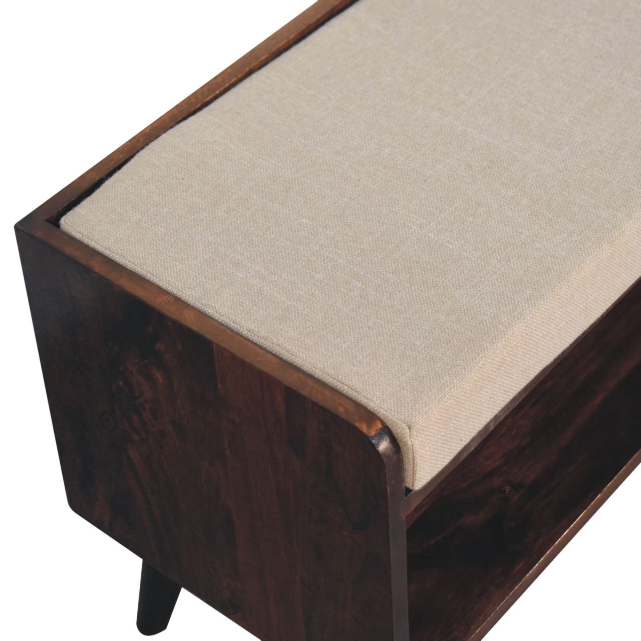 Ławka z litego drewna mango – orzechowa, 90 cm — model IN3832 - Image 4