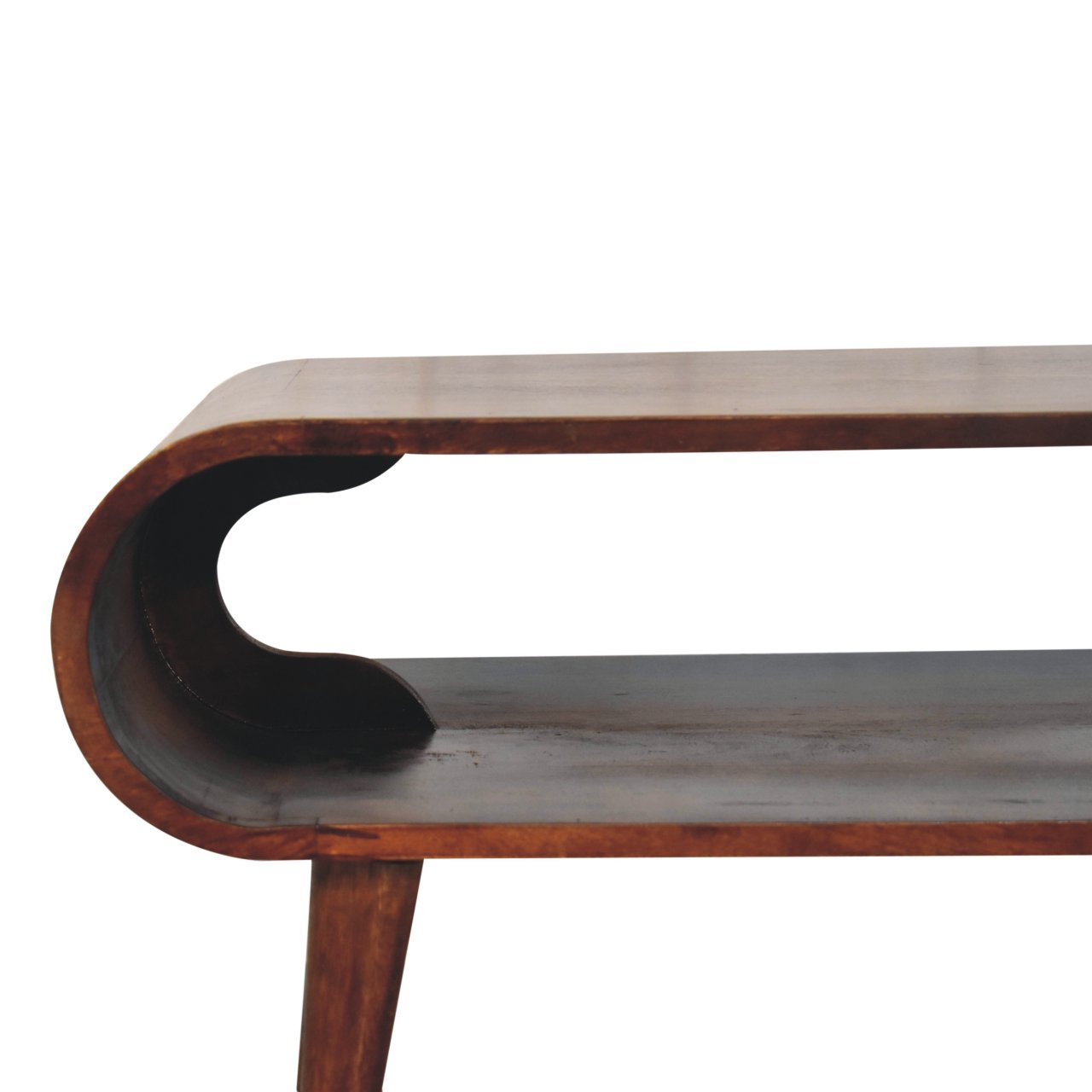 Stolik kawowy z litego drewna mango – orzechowy, 80 cm — model IN3835 - obrazek 4
