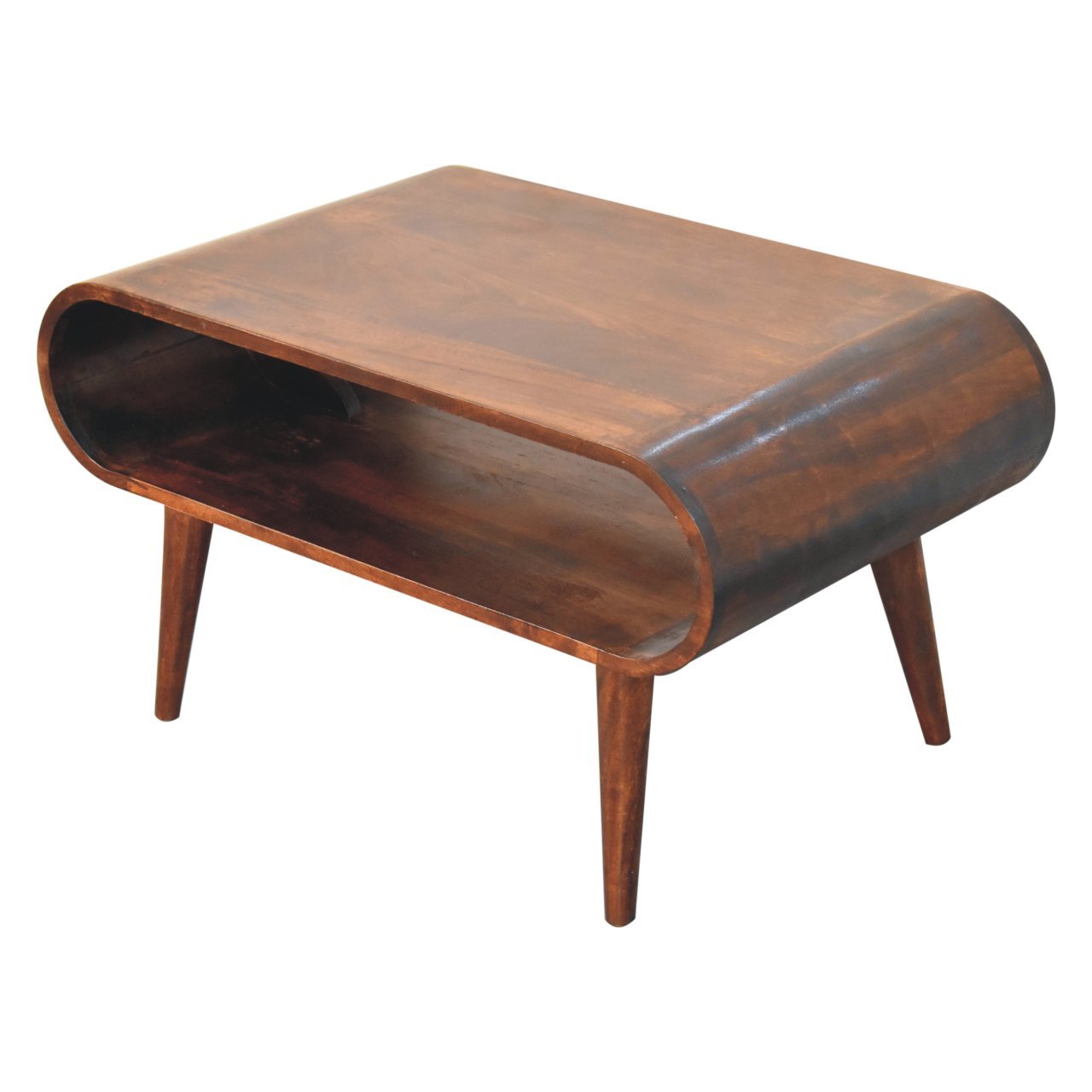 Stolik kawowy z litego drewna mango – orzechowy, 80 cm — model IN3835 - obrazek 5