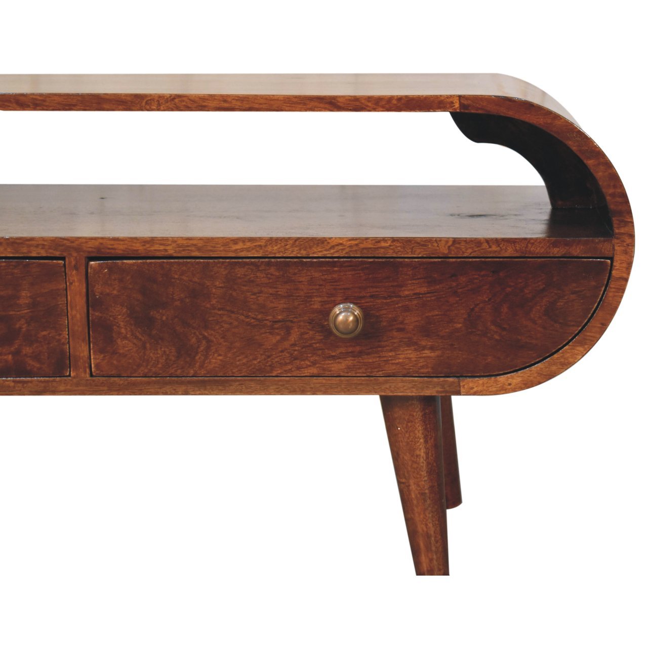 Szafka RTV z litego drewna mango – orzechowa, 90 cm - Image 4
