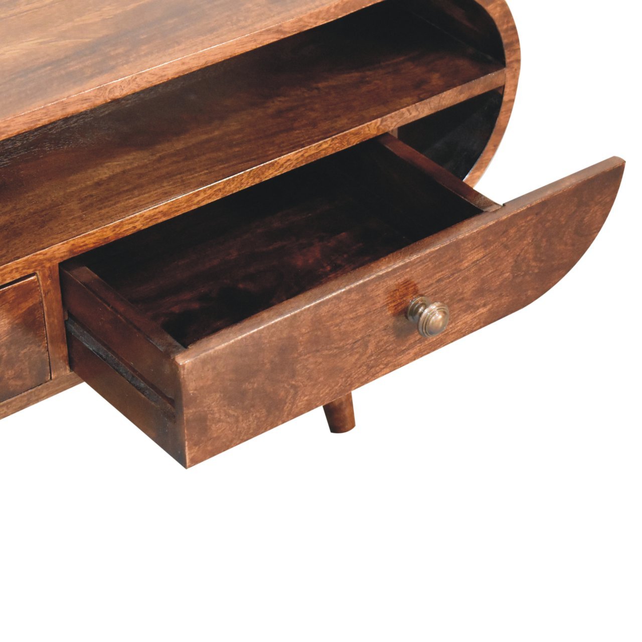 Szafka RTV z litego drewna mango – orzechowa, 90 cm - Image 6