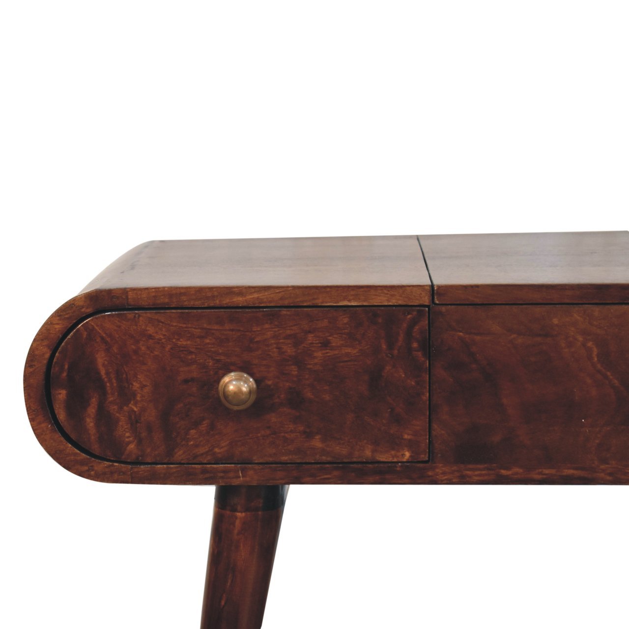 Toaletka z lustrem z litego drewna mango – orzechowa, 100 cm - Image 4